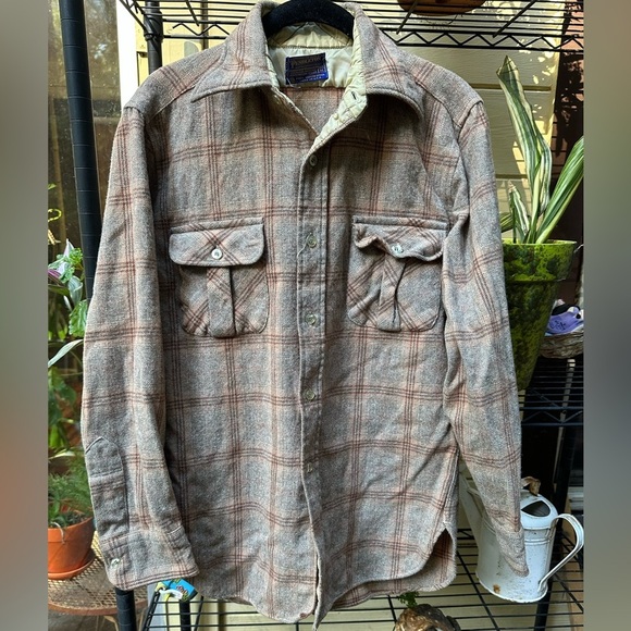 PENDLETON Brown/Gray 100% Wool Vintage Great Condition Size Medium 1960’s - Picture 1 of 16